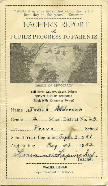 front of report card