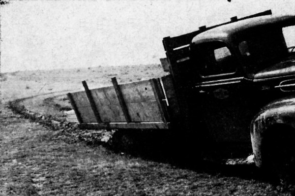 Truck stuck in mud.